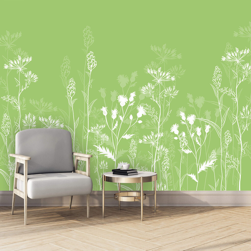 Des fleurs blanches sur fond vert