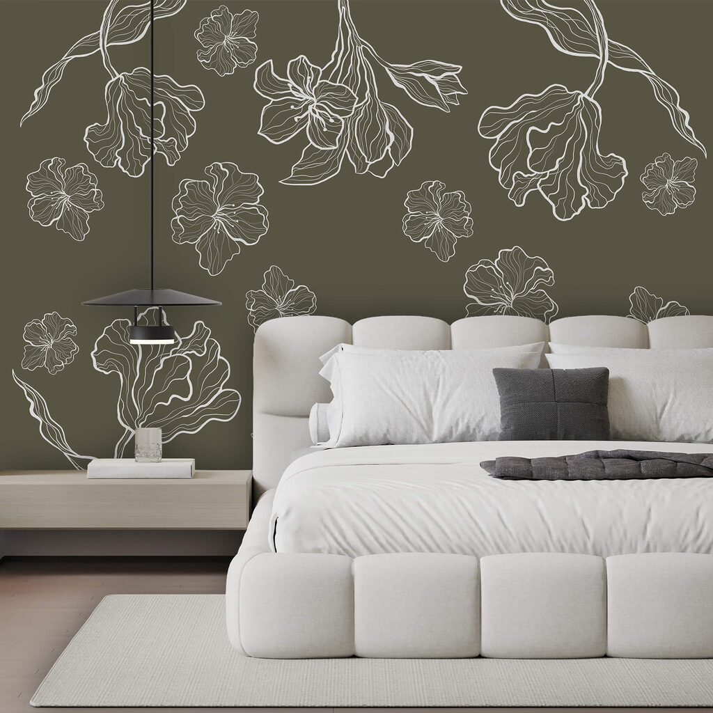 Motif floral sur fond gris