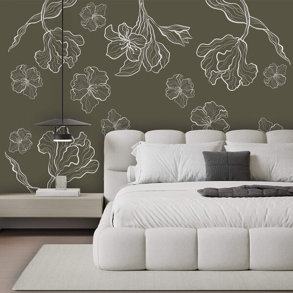 Motif floral sur fond gris