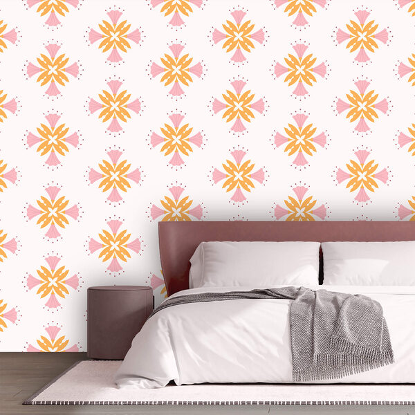 Motif de fleurs roses et orange