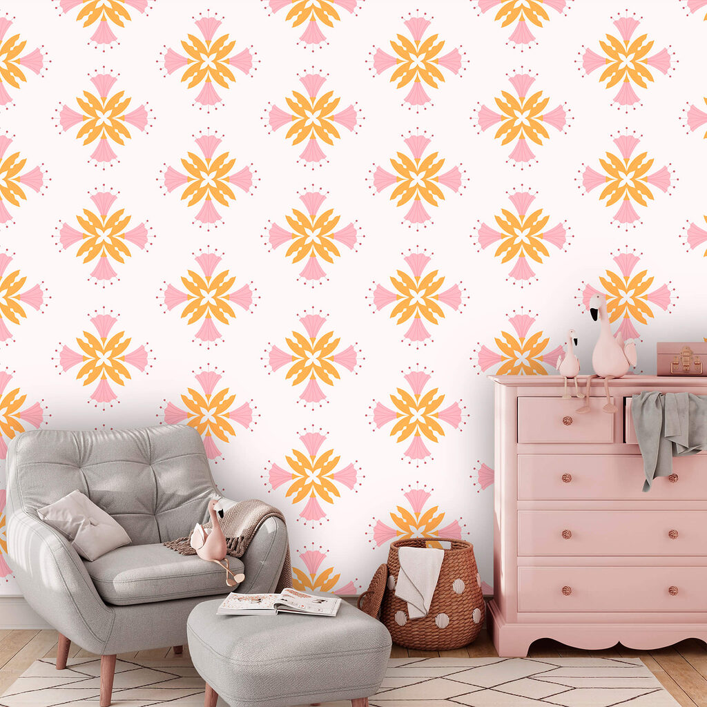 Motif de fleurs roses et orange