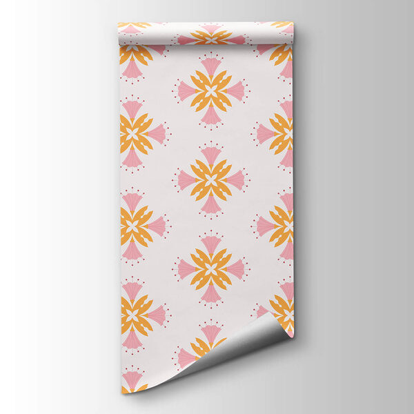 Pattern of pink and orange flowers