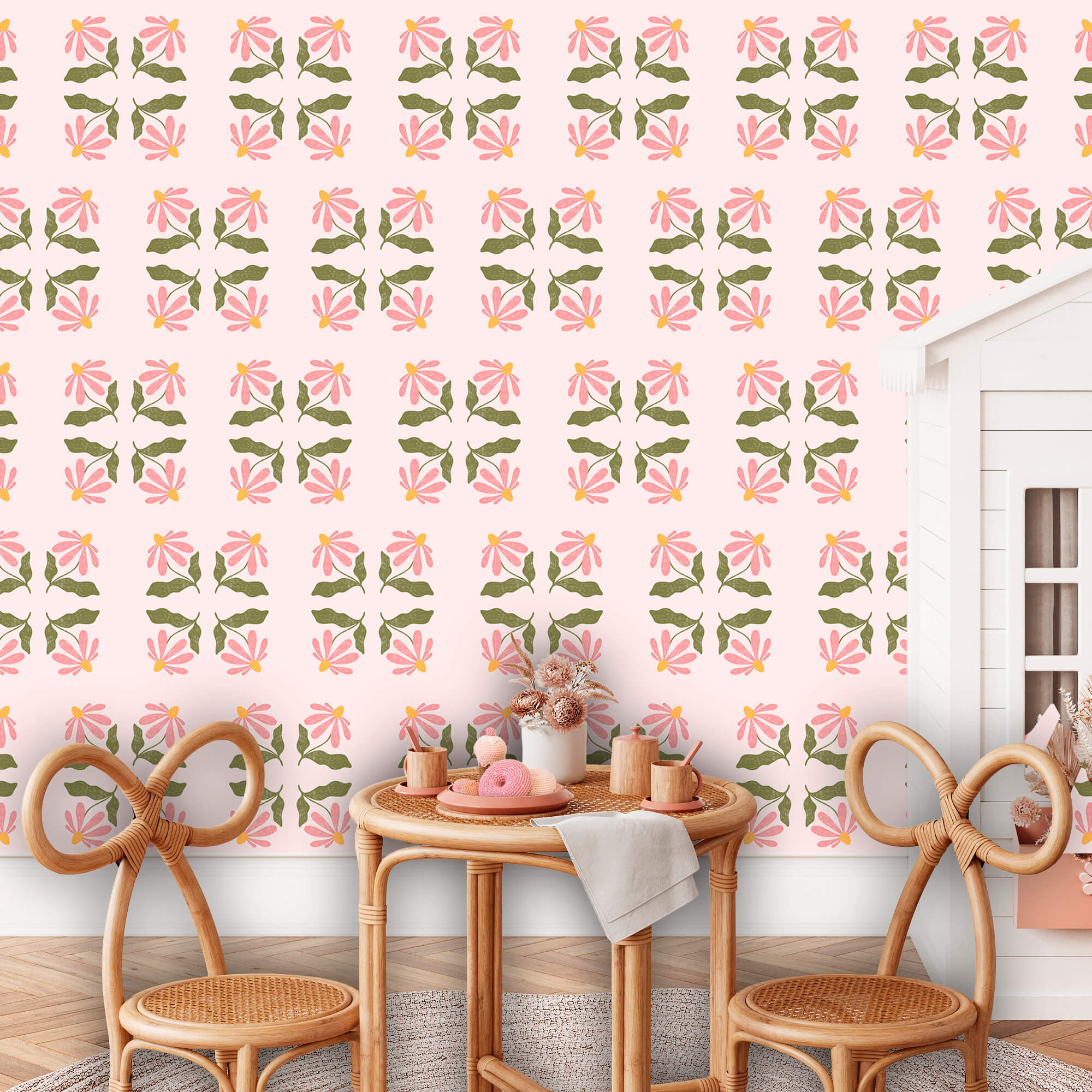 Motif de fleurs et de feuilles