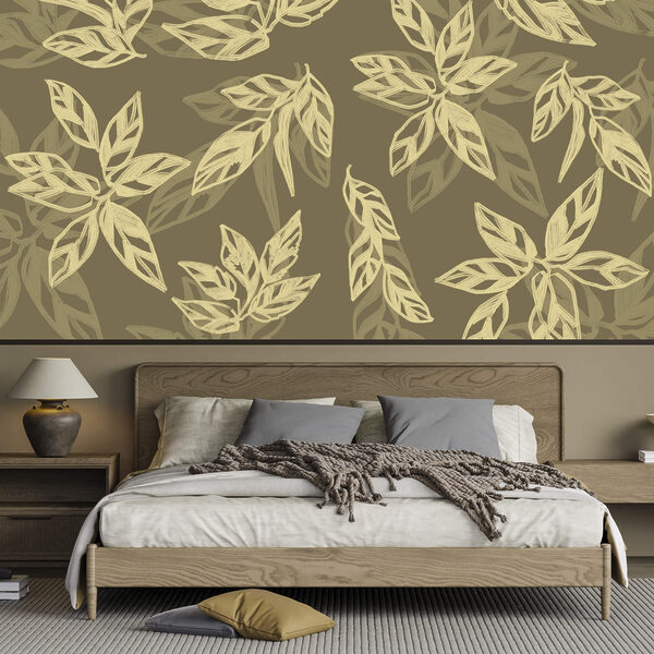 Motif de feuilles sur fond marron Motif de feuilles sur fond marron