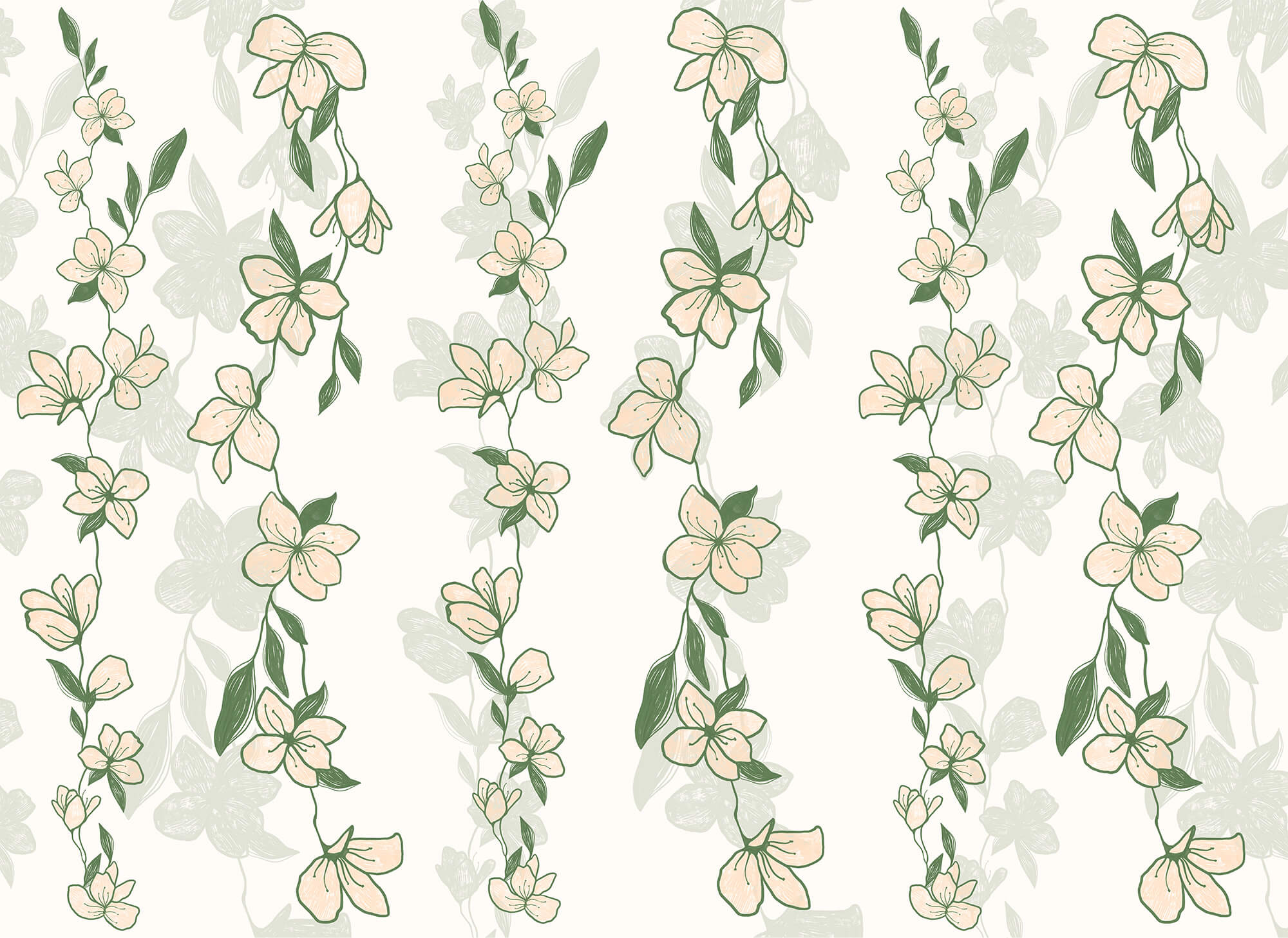 Pattern of flowers and leaves