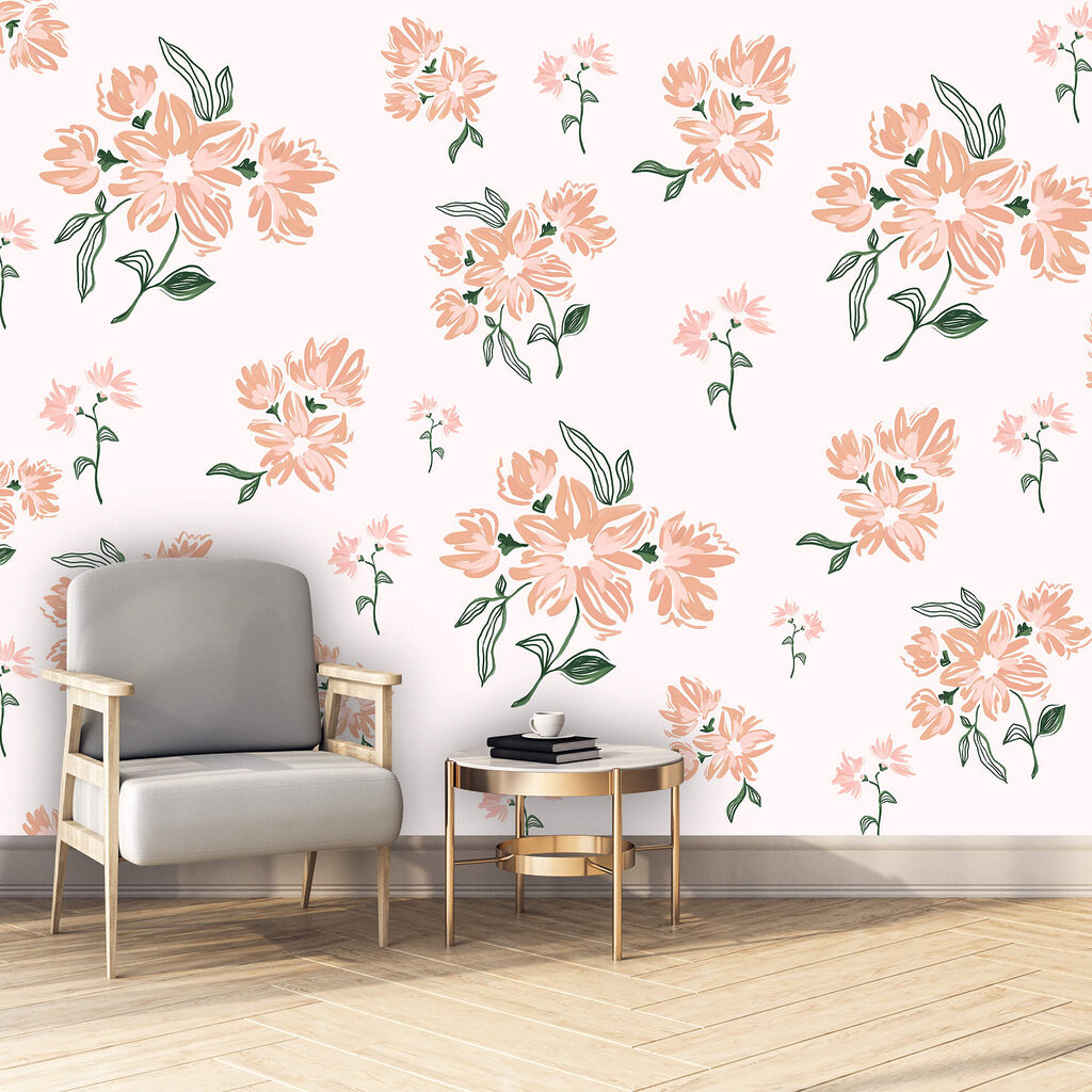 Motif floral sur fond blanc