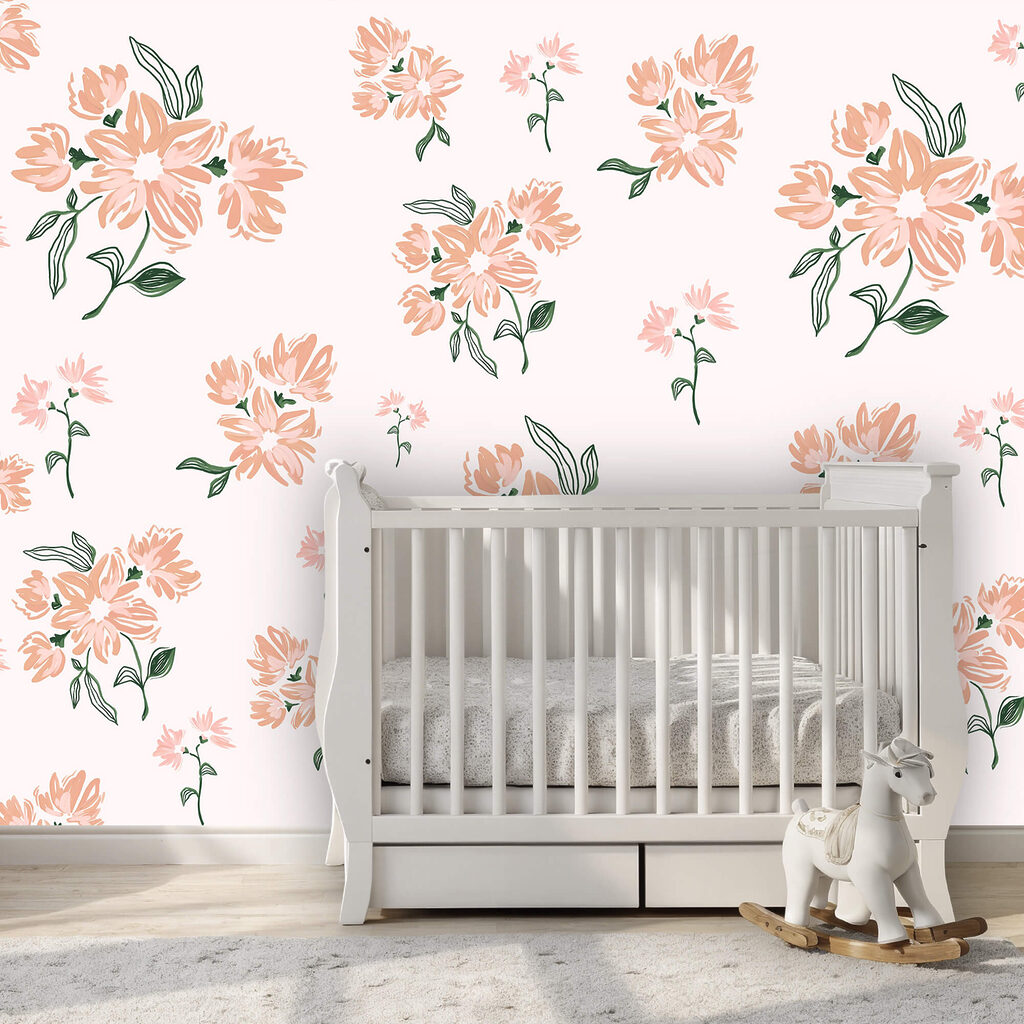 Motif floral sur fond blanc