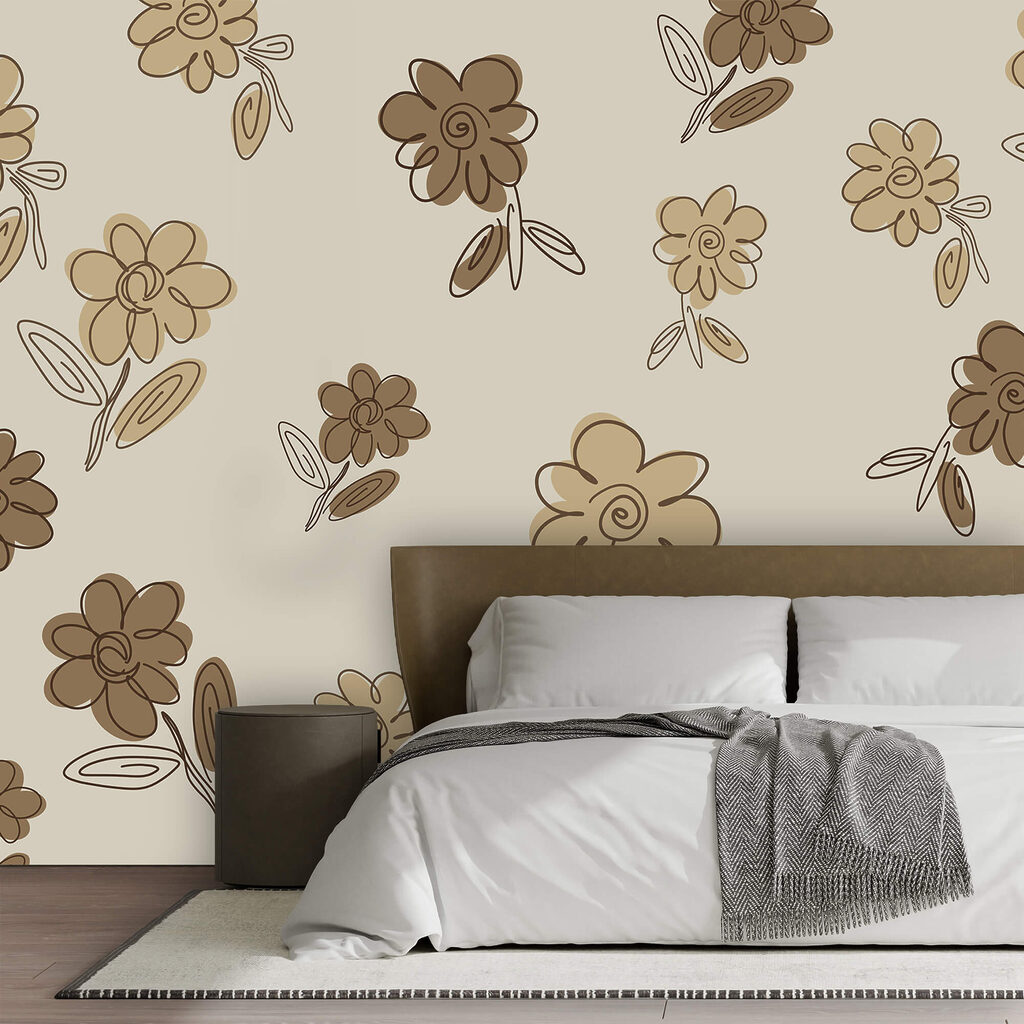 Motif floral sur fond beige