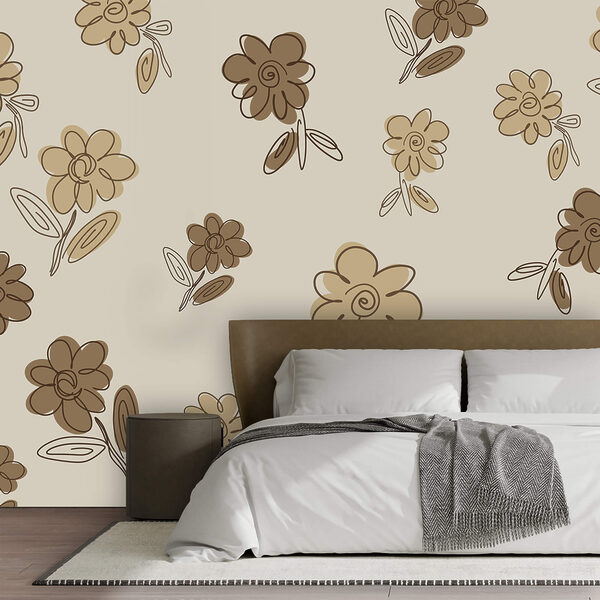 Motif floral sur fond beige