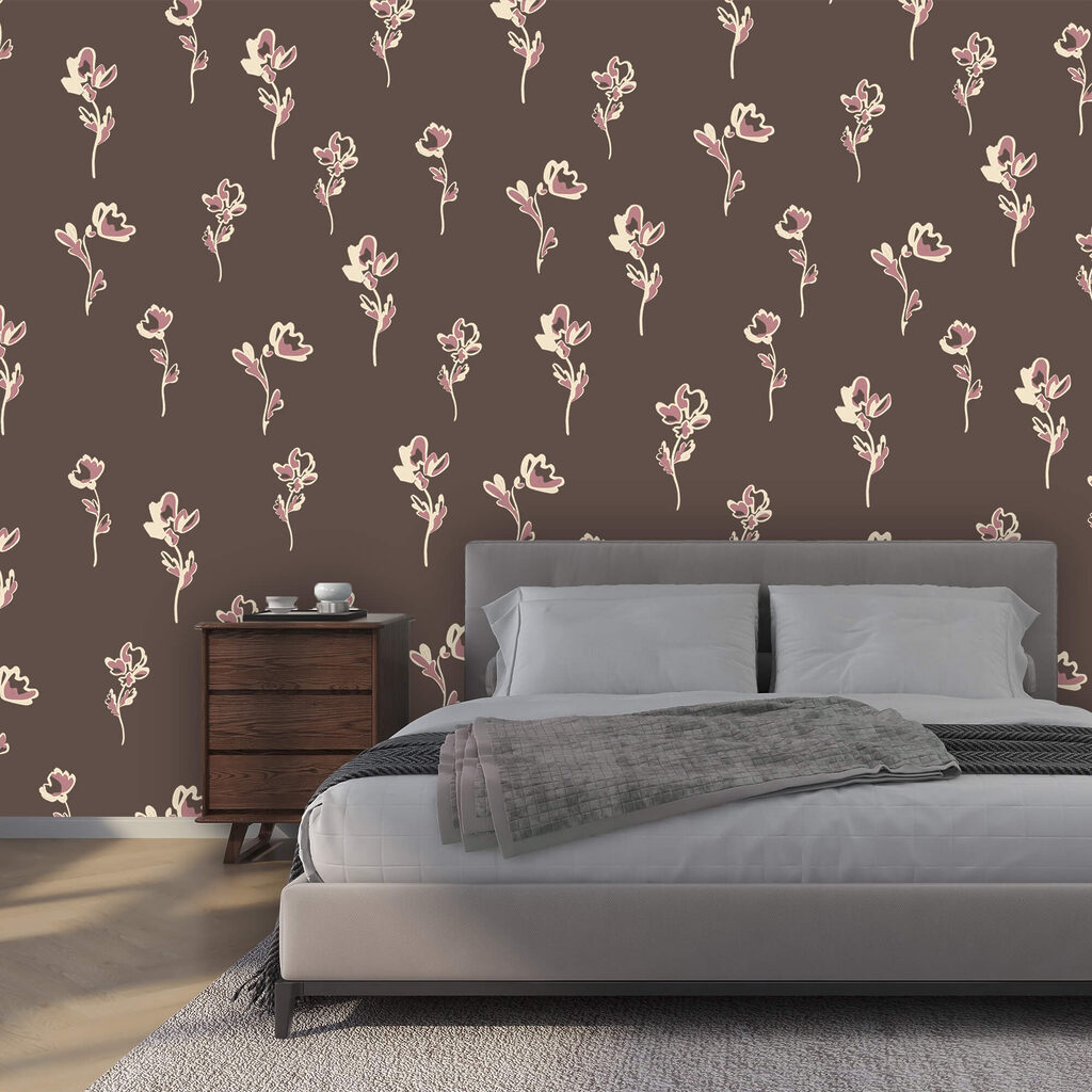 Motif floral sur fond marron