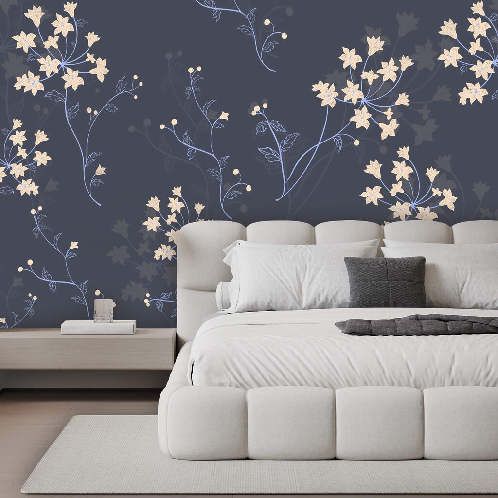 Motif floral sur fond sombre