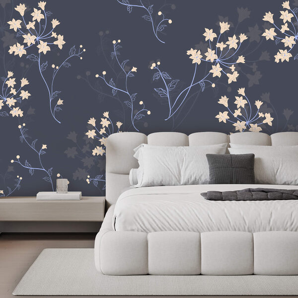 Motif floral sur fond sombre