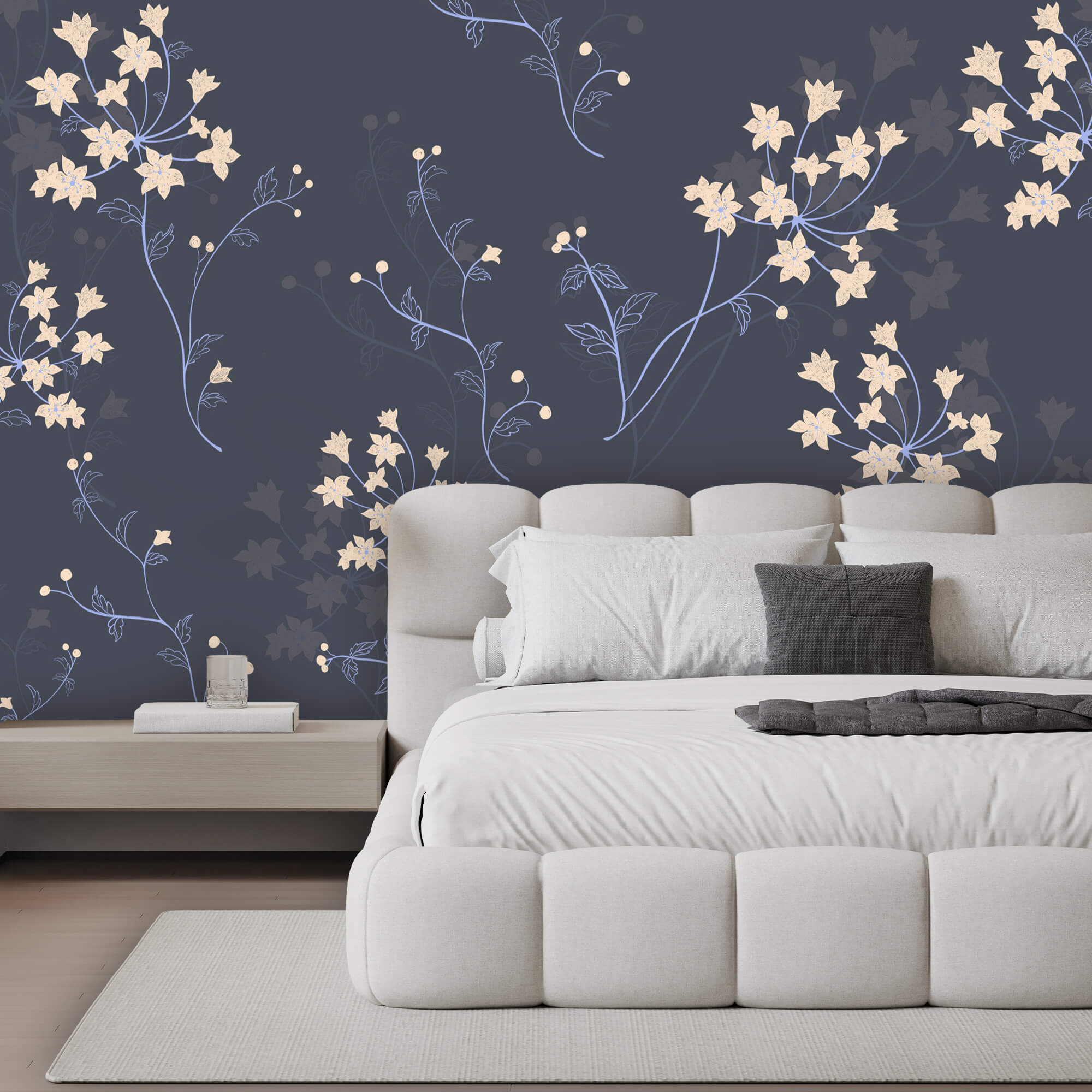Motif floral sur fond sombre