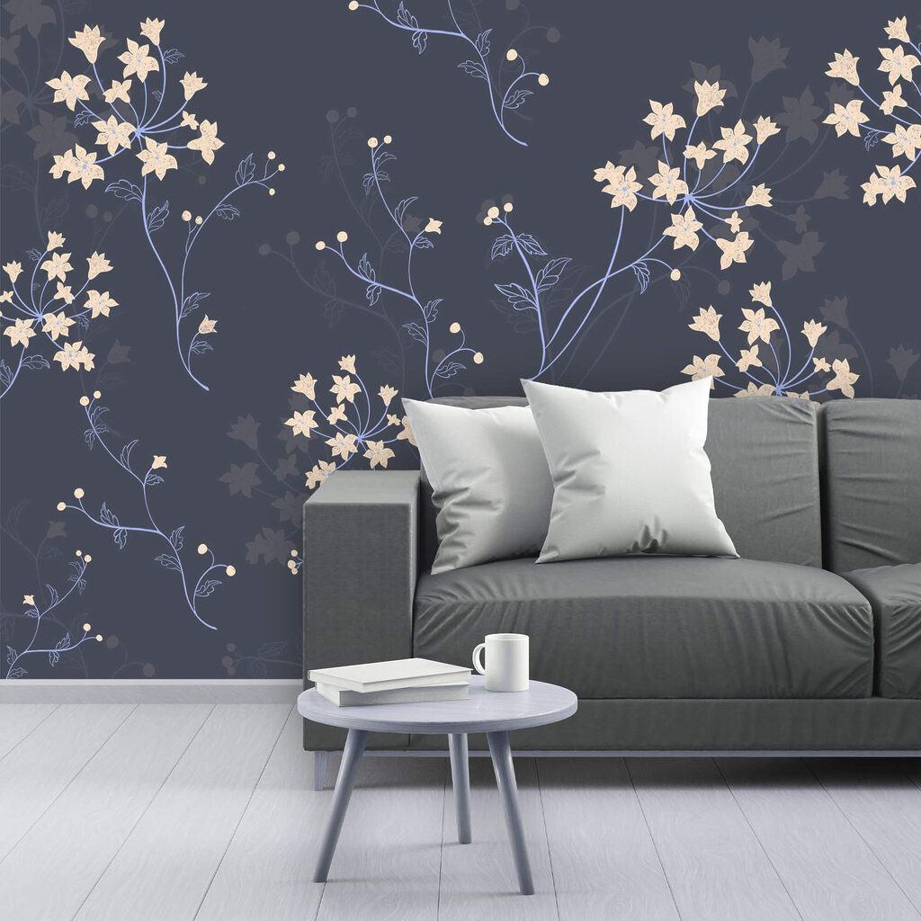 Motif floral sur fond sombre