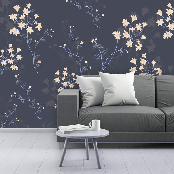 Motif floral sur fond sombre