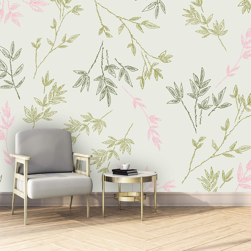 Motif de feuilles sur fond blanc