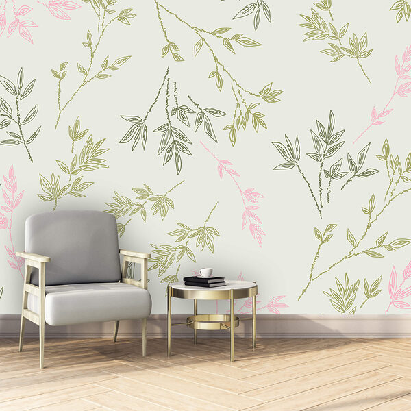 Motif de feuilles sur fond blanc