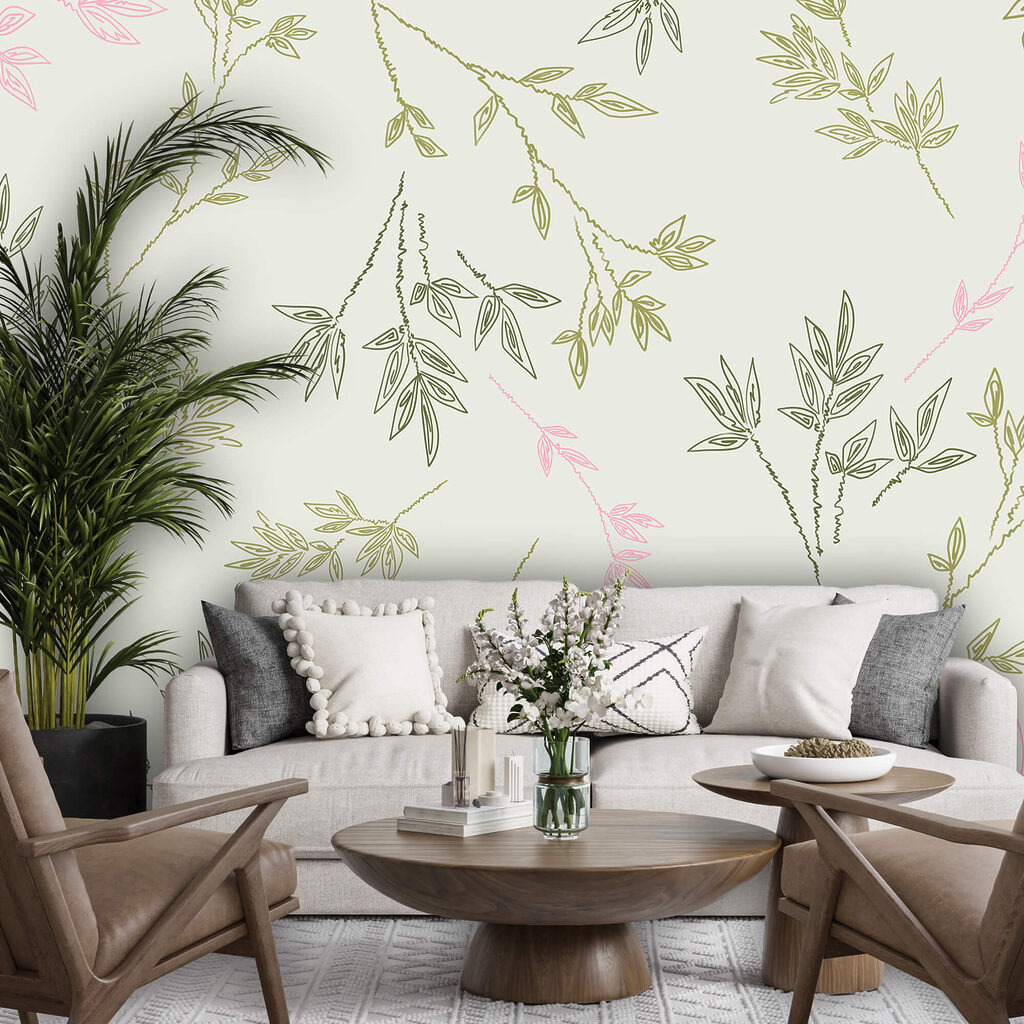 Motif de feuilles sur fond blanc