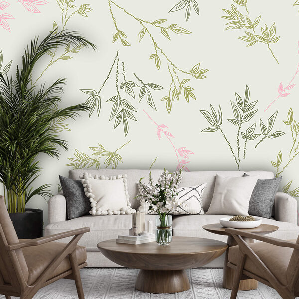 Motif de feuilles sur fond blanc