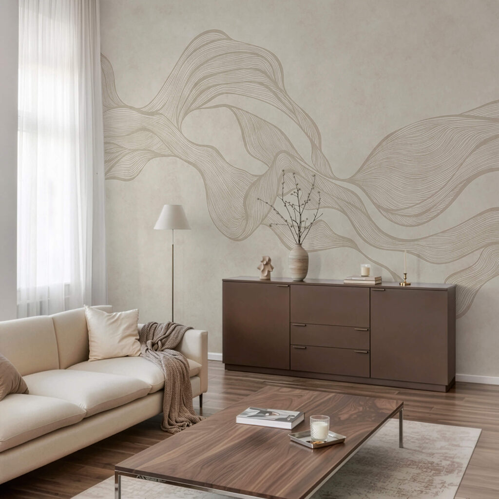 Motif ondulé blanc et beige