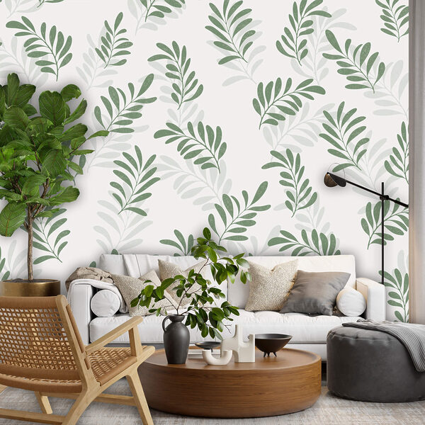 Motif de feuilles sur fond blanc