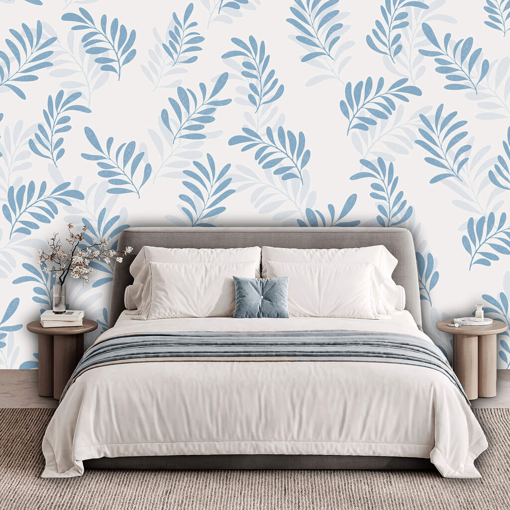 Motif de feuilles bleues