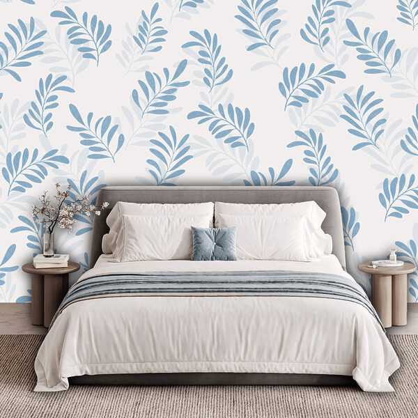 Motif de feuilles bleues