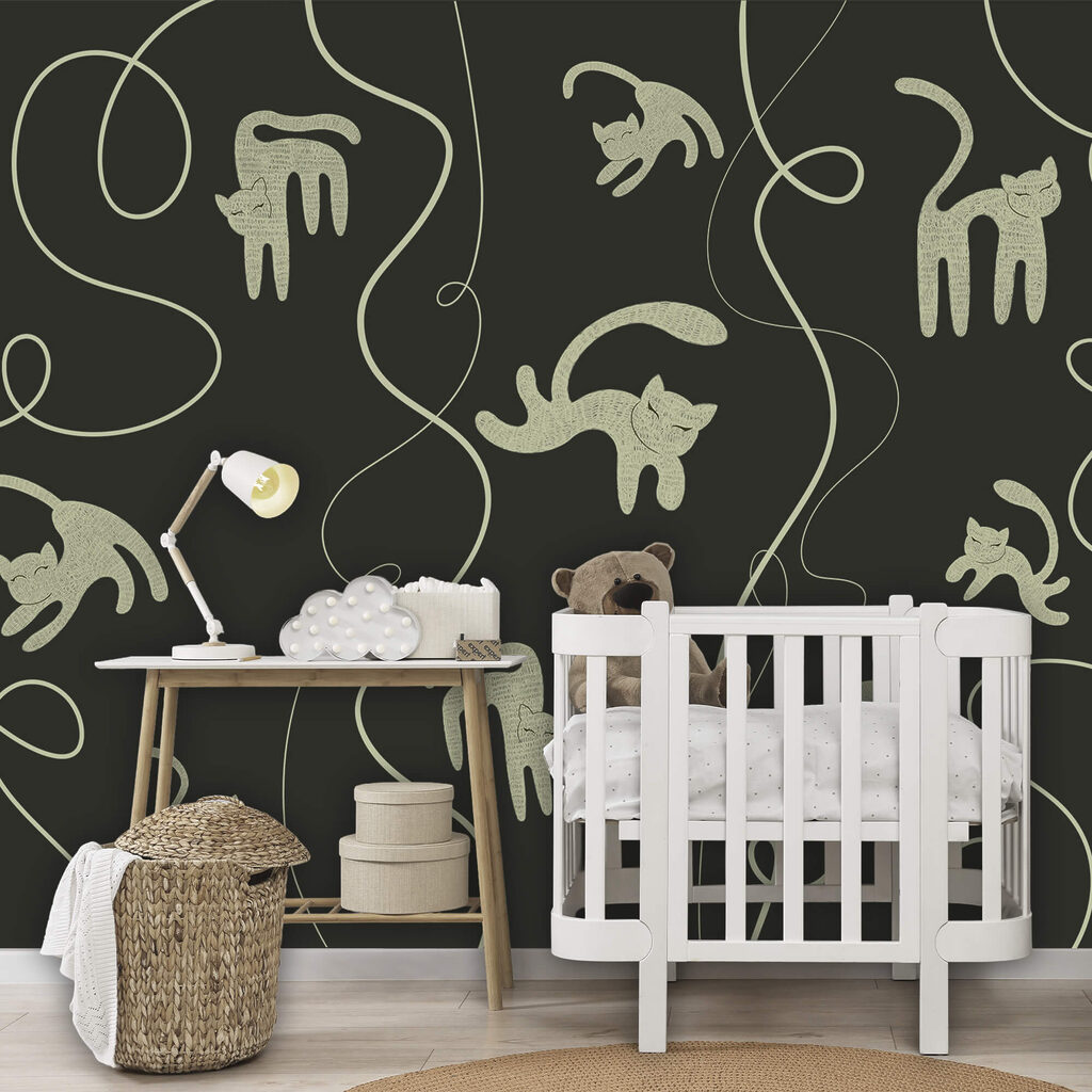 Motif de chats et de vignes