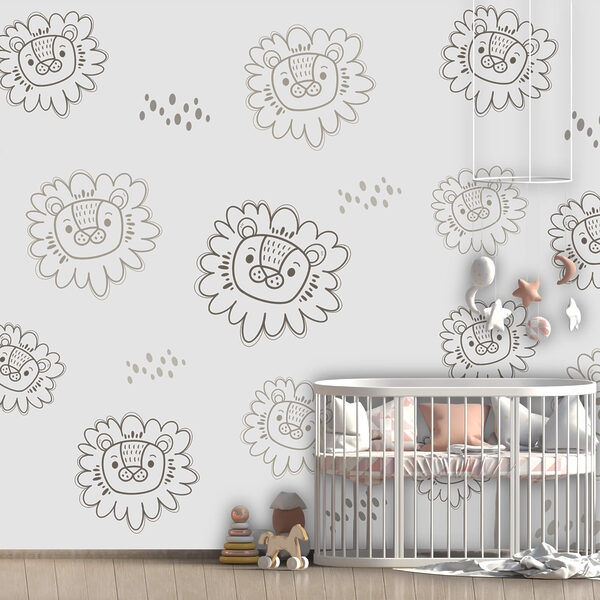 Motif de lions dessinés sur fond blanc