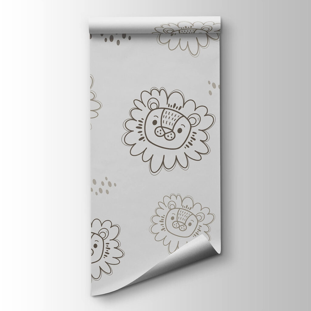 Pattern of lions drawn on a white background