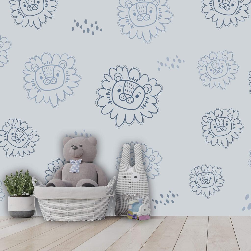 Motif de lions bleus