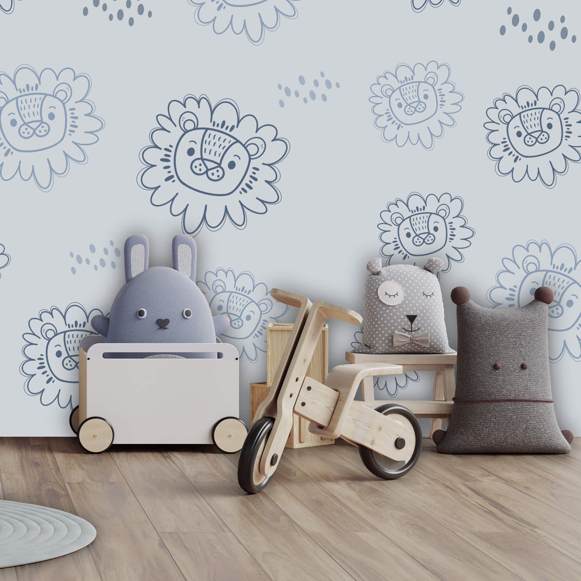 Motif de lions bleus