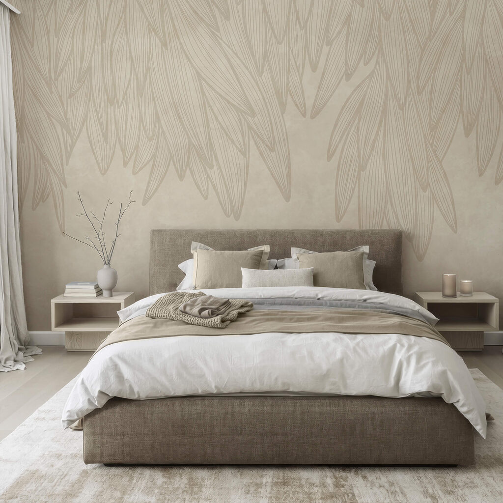 Fond blanc et beige avec des feuilles