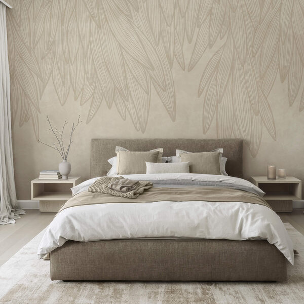 Fond blanc et beige avec des feuilles