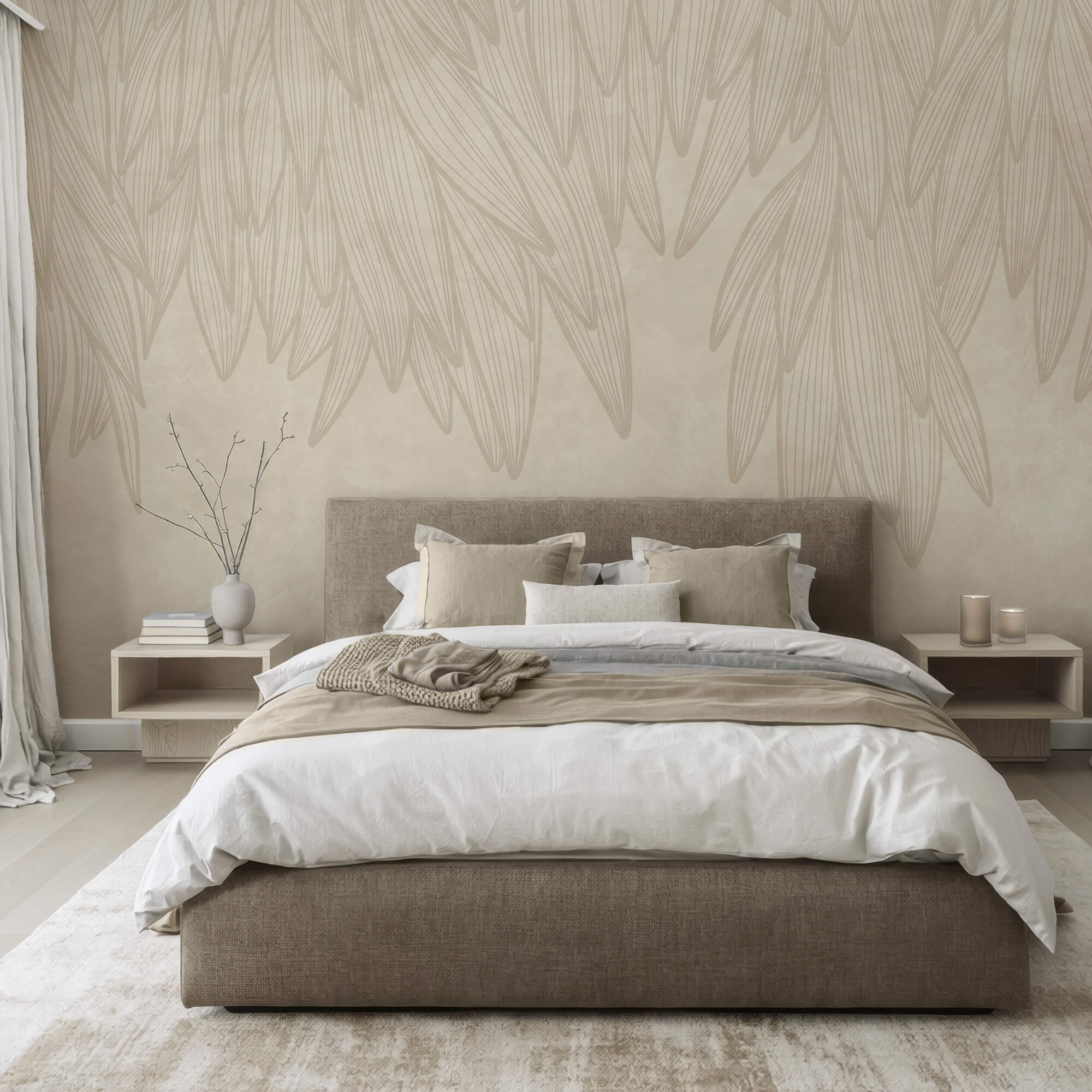 Fond blanc et beige avec des feuilles