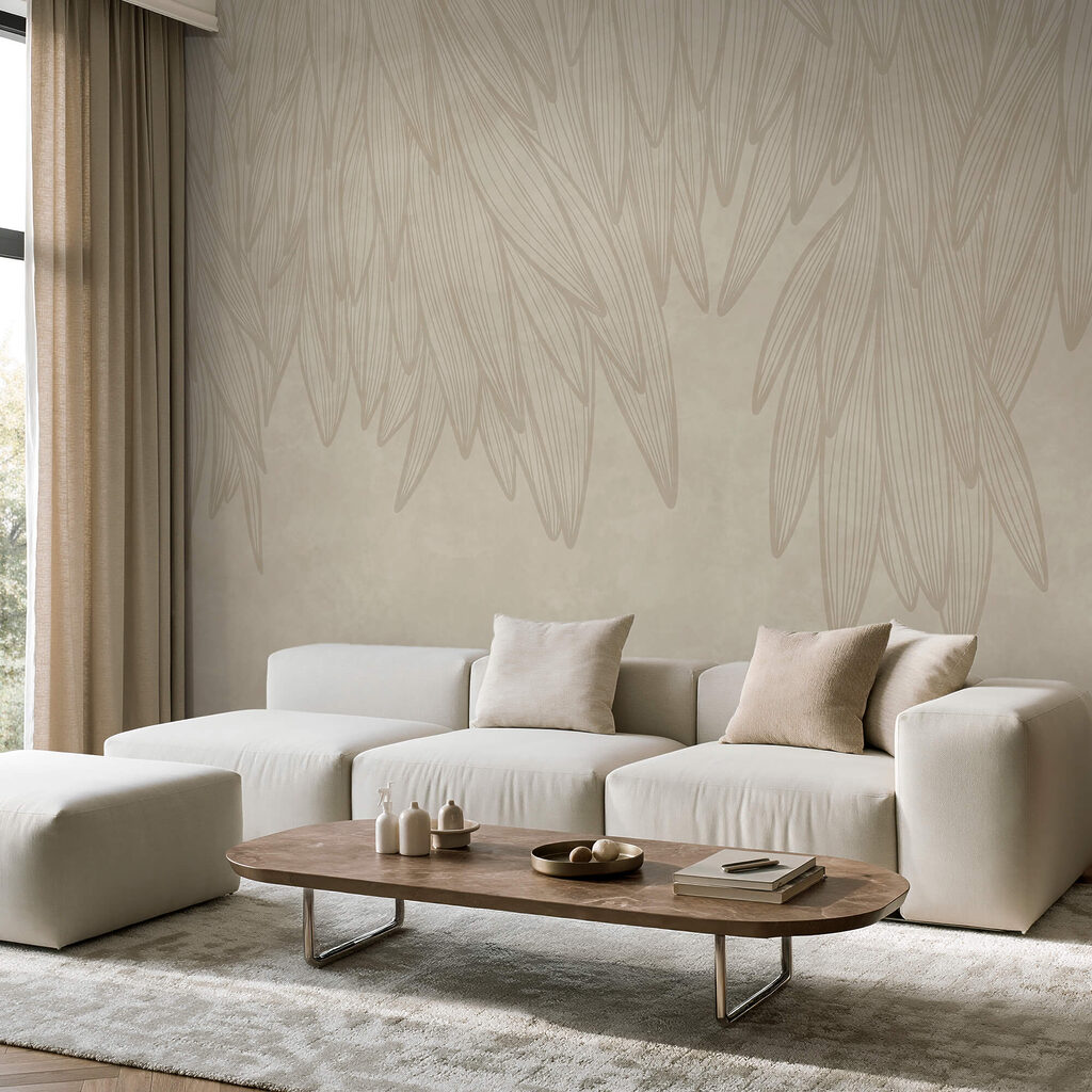 Fond blanc et beige avec des feuilles
