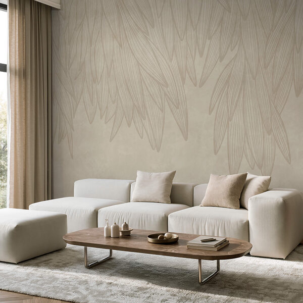 Fond blanc et beige avec des feuilles