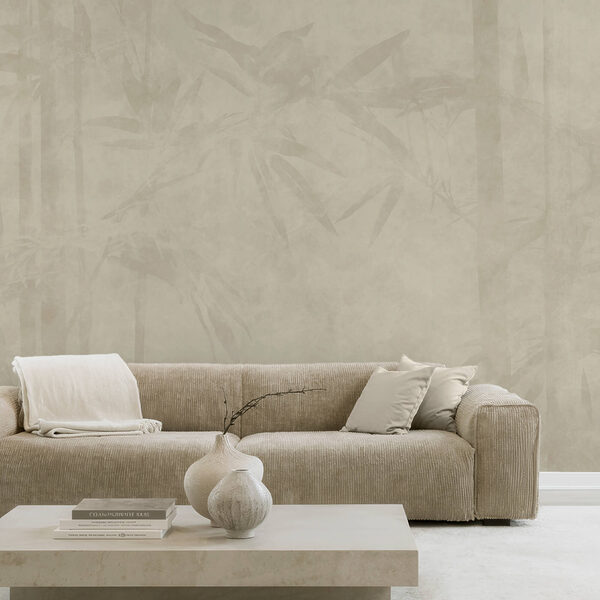 Fond blanc orné de feuilles de bambou