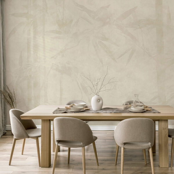 Fond blanc orné de feuilles de bambou