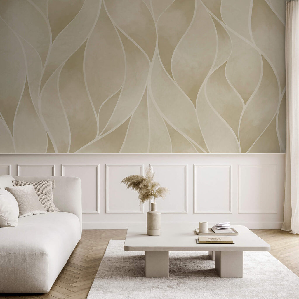 Motif ondulé blanc et beige