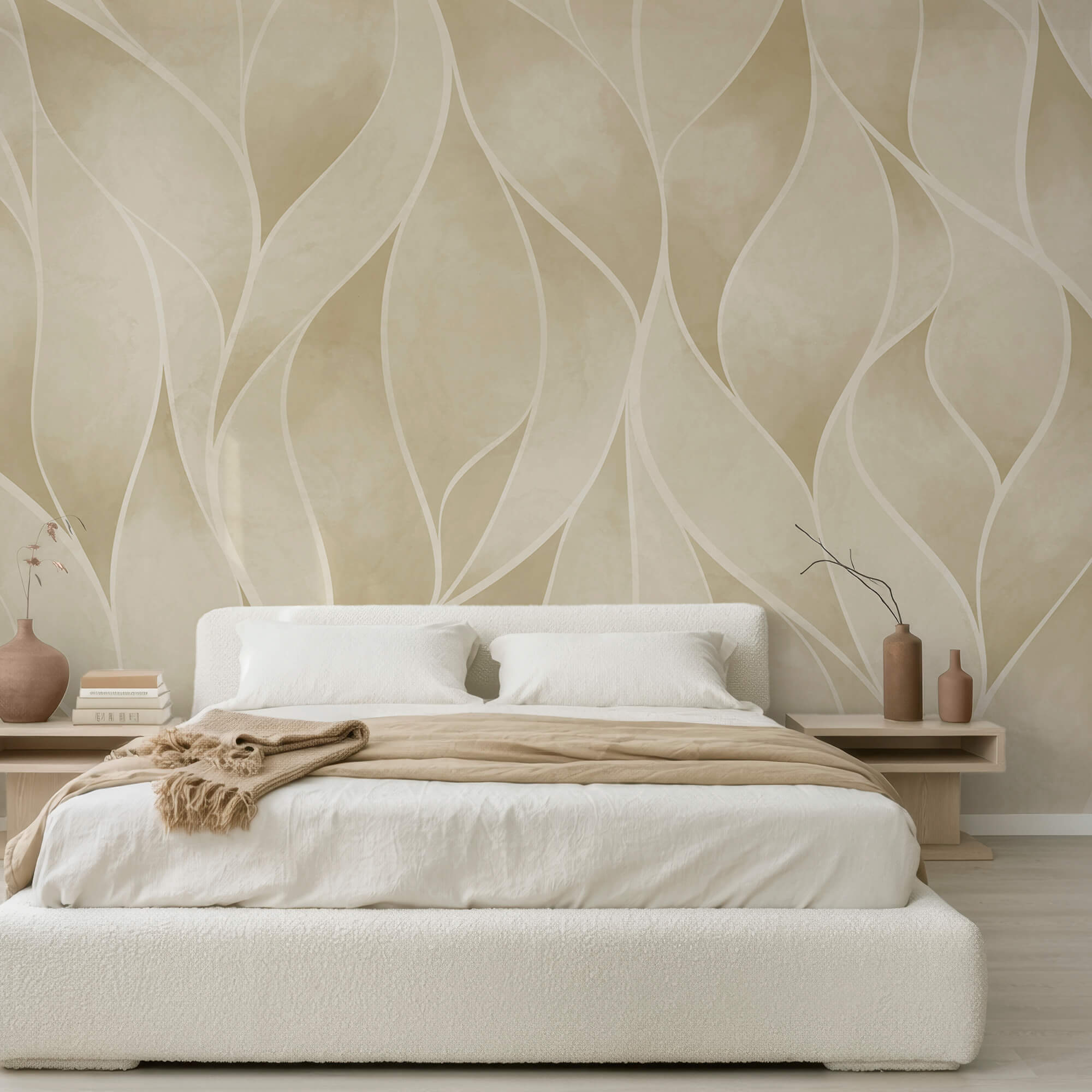 Motif ondulé blanc et beige
