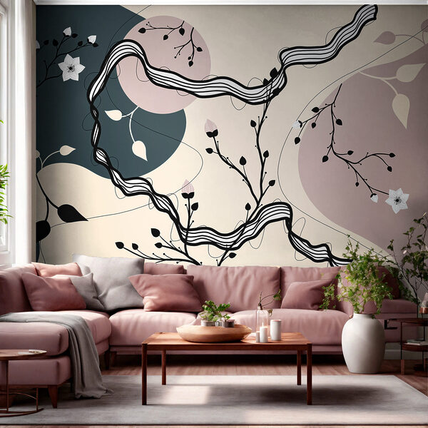 Dessin d'un arbre avec des fleurs et des feuilles