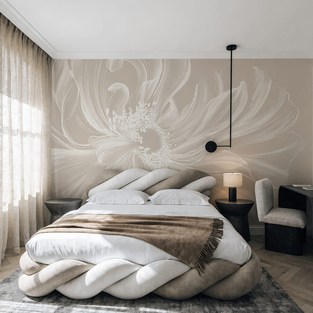 Fleur blanche au cœur tourbillonnant