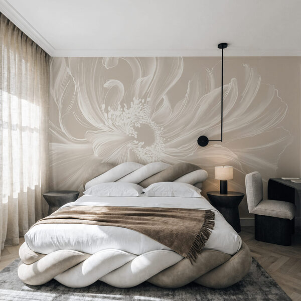 Fleur blanche au cœur tourbillonnant