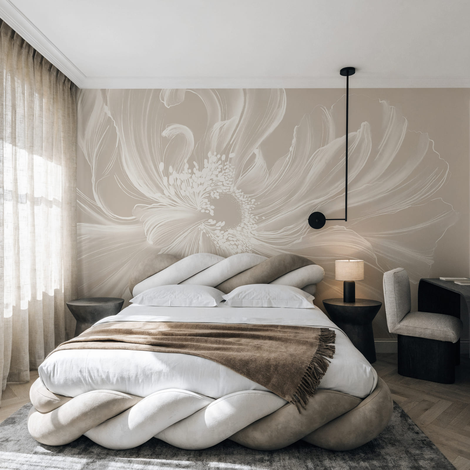 Fleur blanche au cœur tourbillonnant