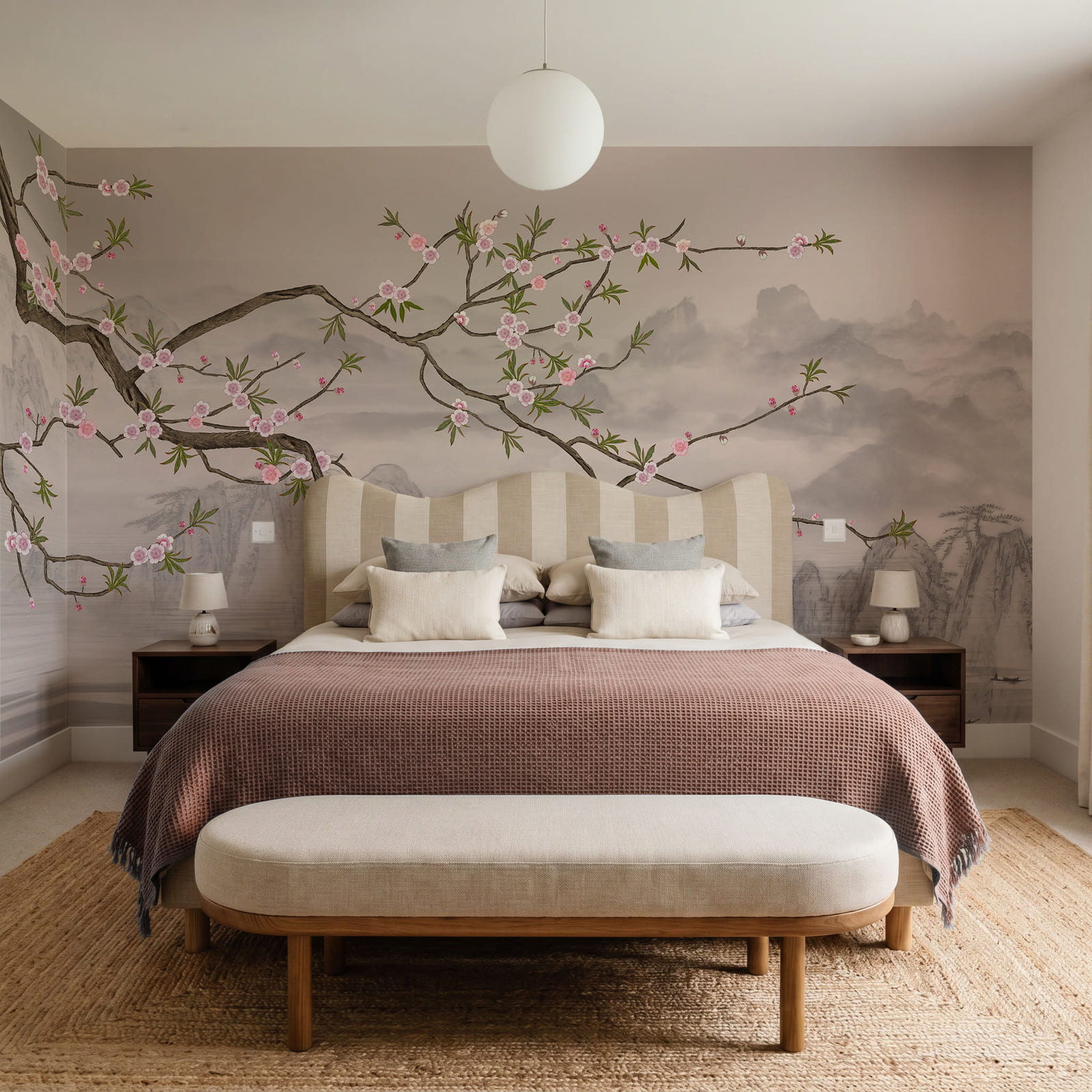 Une branche d'arbre ornée de fleurs roses