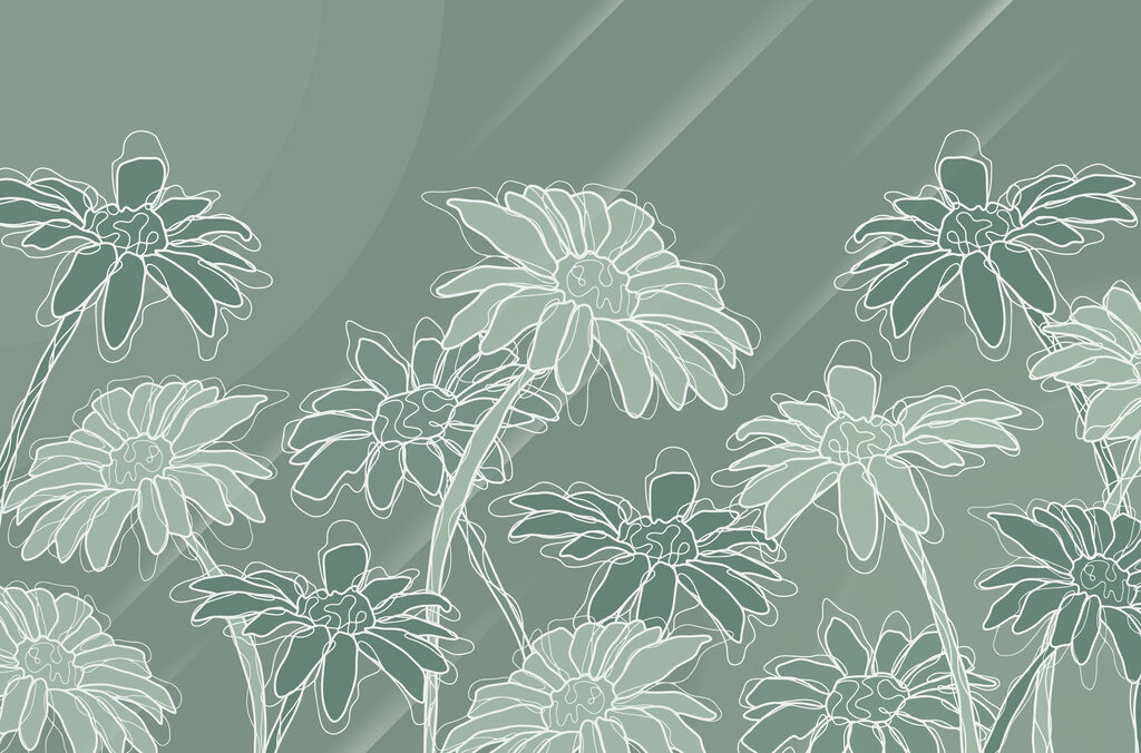 Group of flowers on a green background