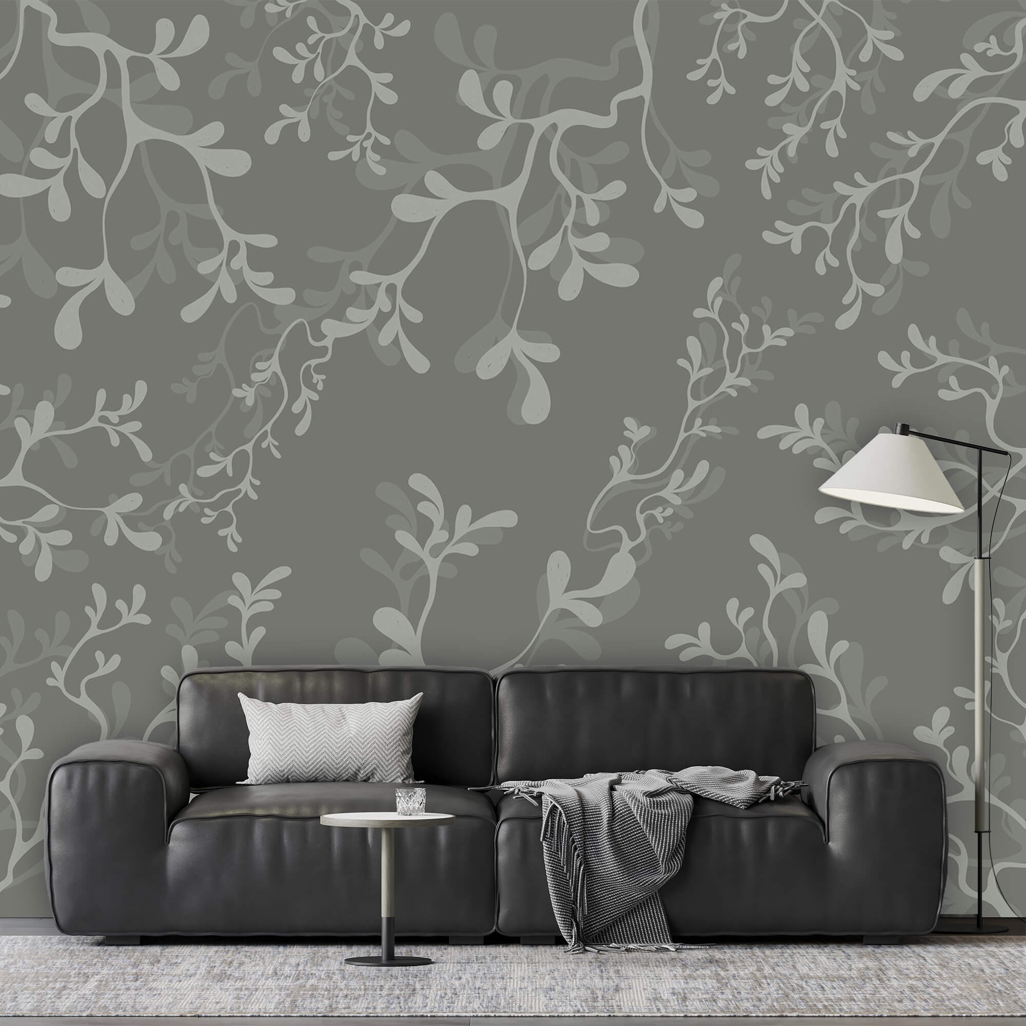 Fond gris avec des branches