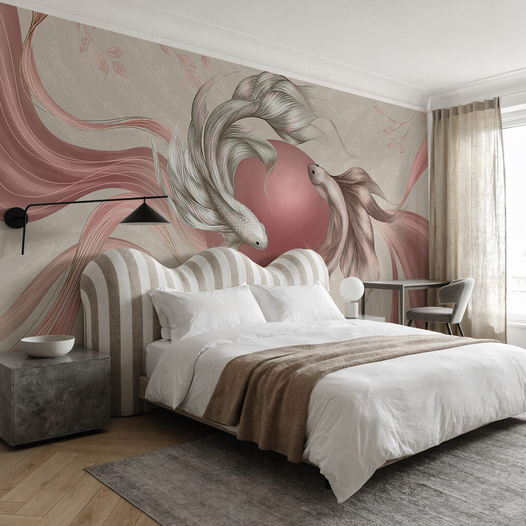 Deux poissons avec un cercle rose