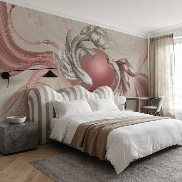 Deux poissons avec un cercle rose